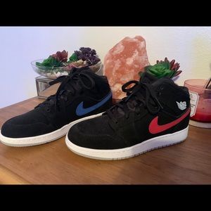 Blue and red swoosh air Jordan’s